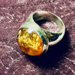Sterling silver and genuine amber ring - Liberty of London